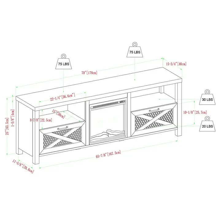 Walker Edison - 70” Modern TV Stand for TVs up to 80” - Grey