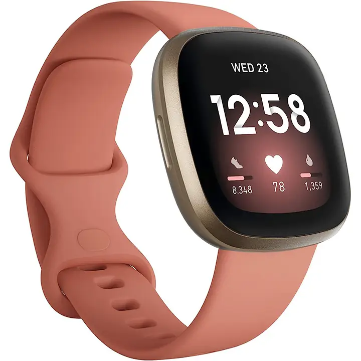 Fitbit Pink Versa 3 Health & Fitness Smartwatch - (S/L Bands Included)