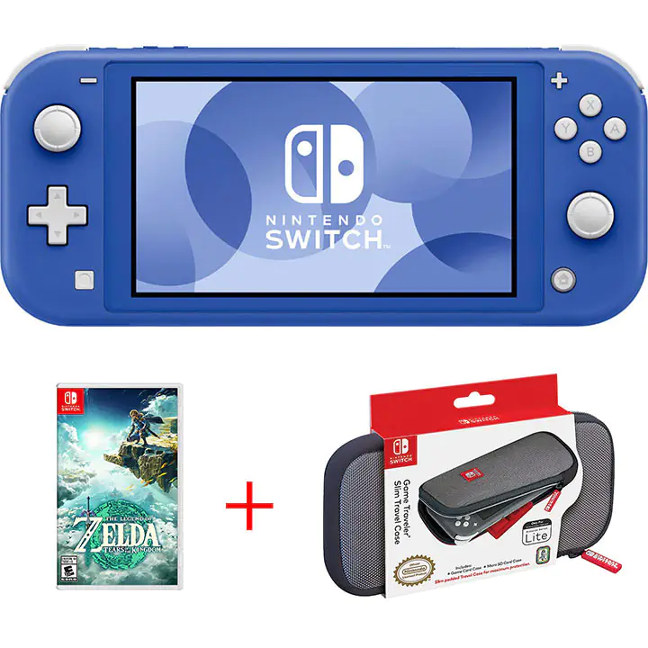 Nintendo Switch Lite Blue & Travel Case/Zelda Game