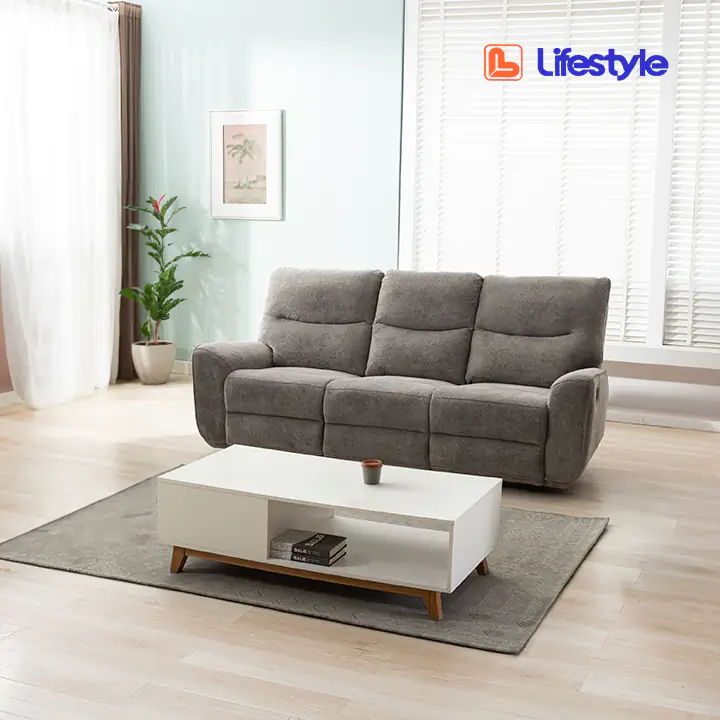Plush Reclining Sofa in Oatmeal by Lifestyle