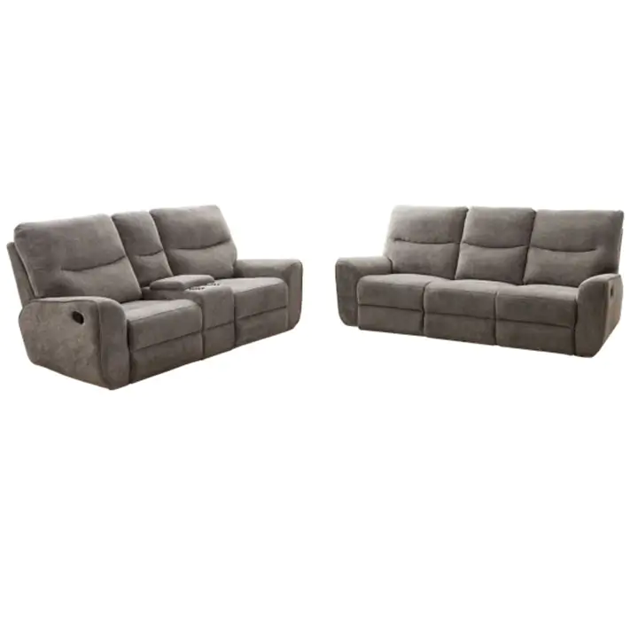 Plush Reclining Sofa and Loveseat in Oatmeal by Lifestyle