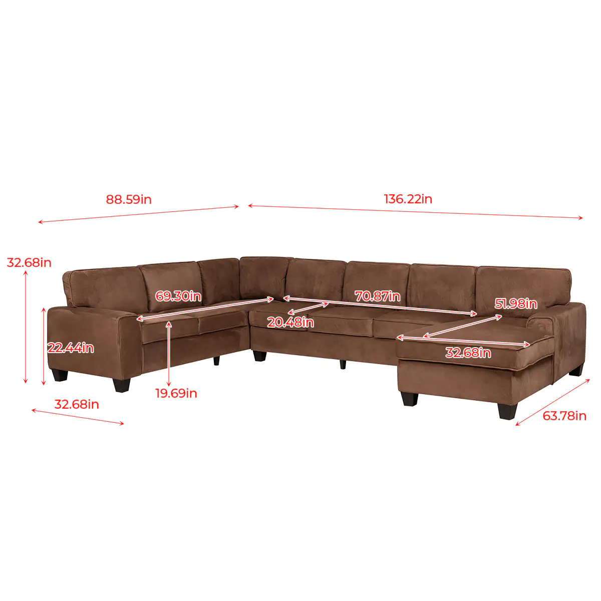 Boswell Storage Sectional in Chocolate