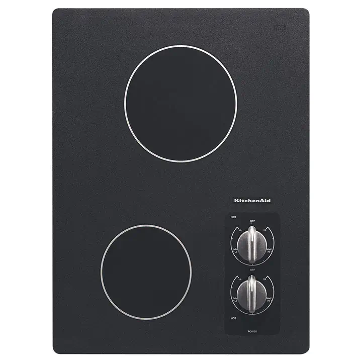 KitchenAid 15” Built-In Electric Cooktop with 2 Radient Elements - Black