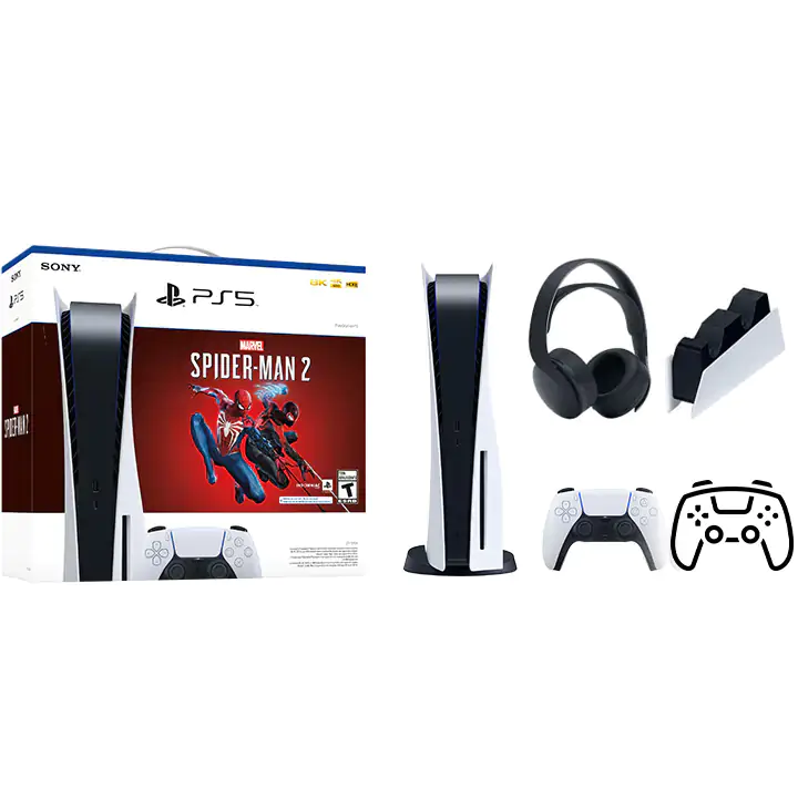 PlayStation 5 Console Marvels Spider-Man 2 Bundle - Includes PS5 Console &  DualSense Controller - 16GB RAM 825GB SSD - Custom Integrated I/O 