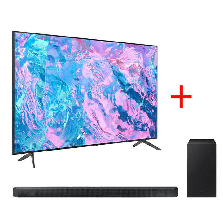 Samsung 75” CU7000 4K UHD Smart TV (2023) & Samsung 3.1.2ch Q-Series Soundbar HW-Q600C