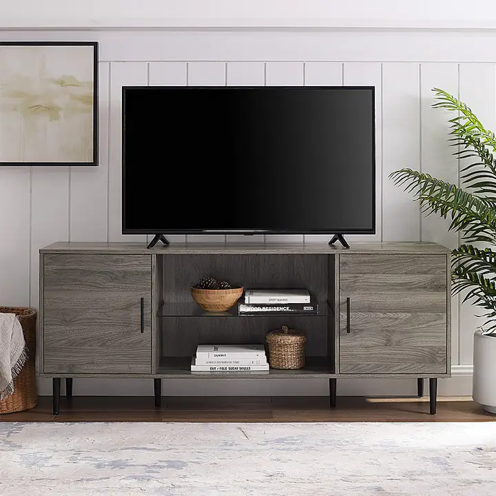 Walker Edison - 60” Modern TV Stand for TVs Up to 65” - Slate Grey