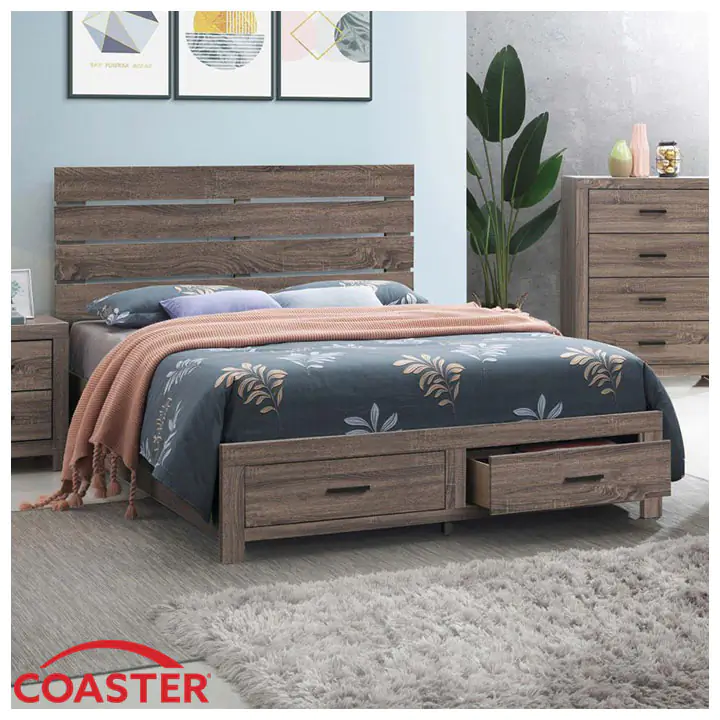 Brantford Wood Queen Storage Panel Bed - Barrel Oak