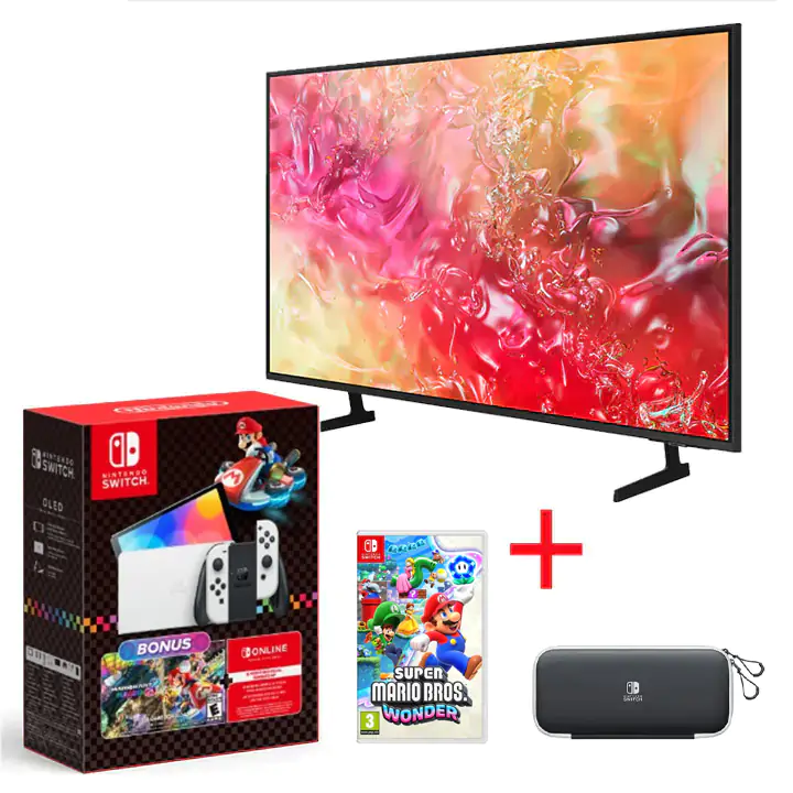 Samsung 65" TV & Nintendo Switch White OLED Gaming Bundle