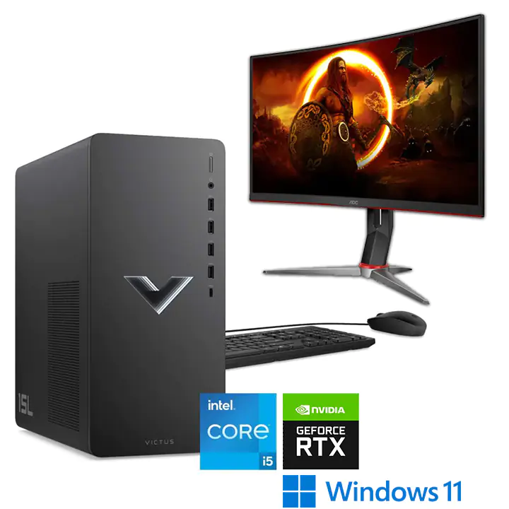 HP Victus i5-12400F Gaming Desktop Tower + AOC 31.5" Curved Monitor