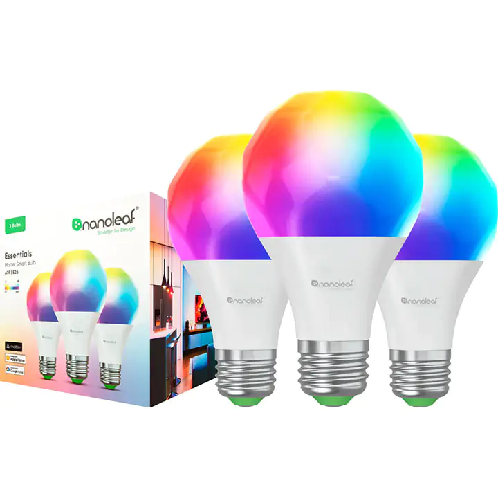 Nanoleaf Essentials A19 Smart LED Bulb (3pack) - Multicolor BB22105154