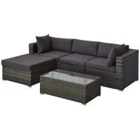 4' Thick Cushions, Durable Wicker Patio Sectional Set – Charcoal