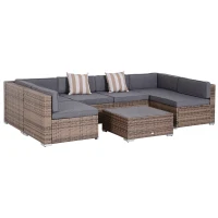 All-Weather Modern Wicker Patio Sectional Sofa Set – Cushions & Table