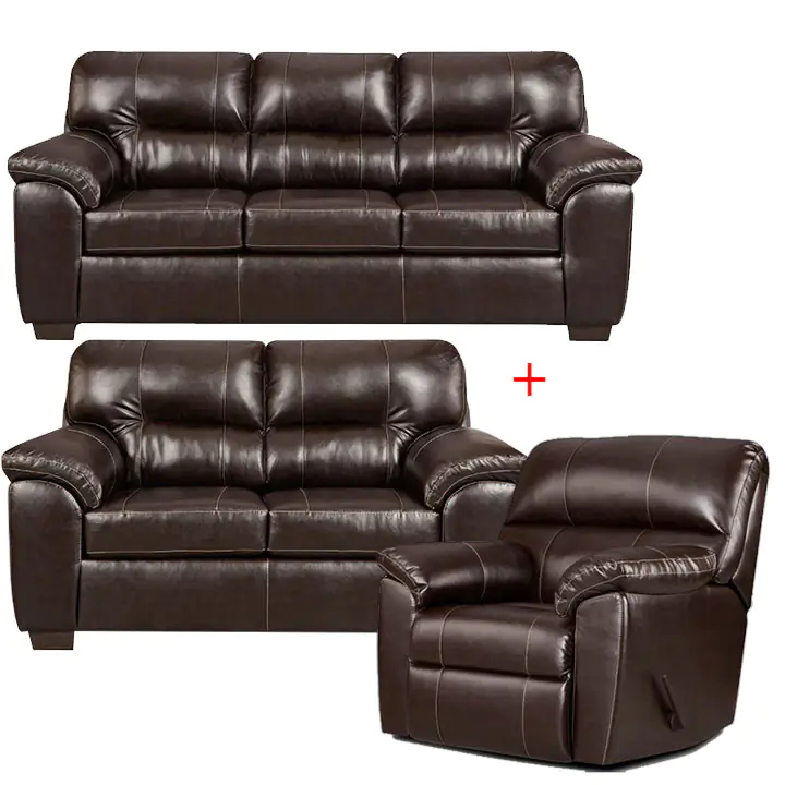 Austin Sofa, Loveseat & Reclining Chair in Chocolate
