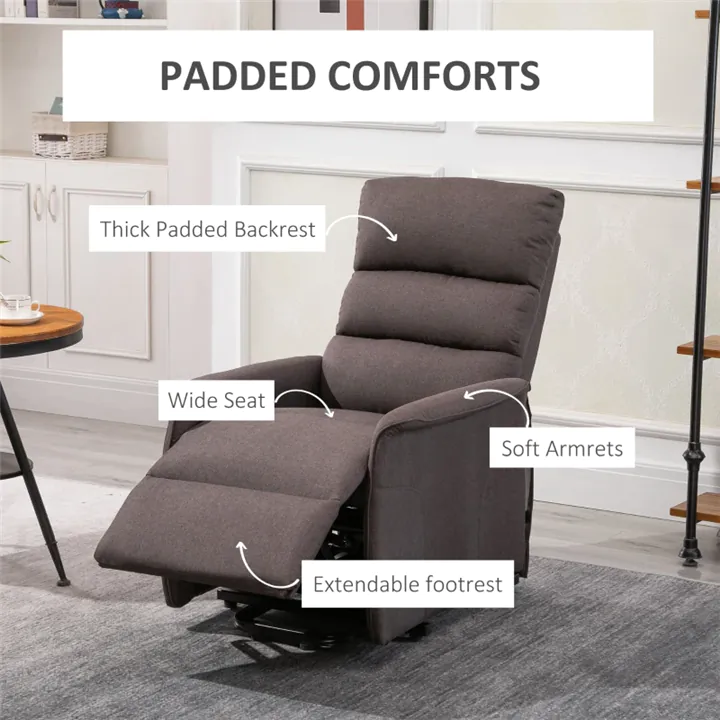 Premium Power Lift Recliner – Plush Linen Comfort with Remote Controls