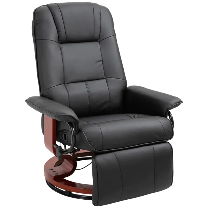 Premium Faux Leather Swivel Recliner Chair with Padded Armrests & Foot