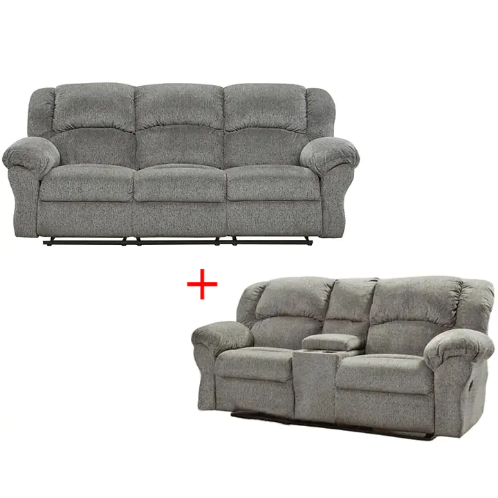 Allure Gray Motion Reclining Sofa and Loveseat