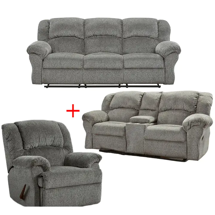 Allure Gray Motion Reclining Sofa, Loveseat and Chair