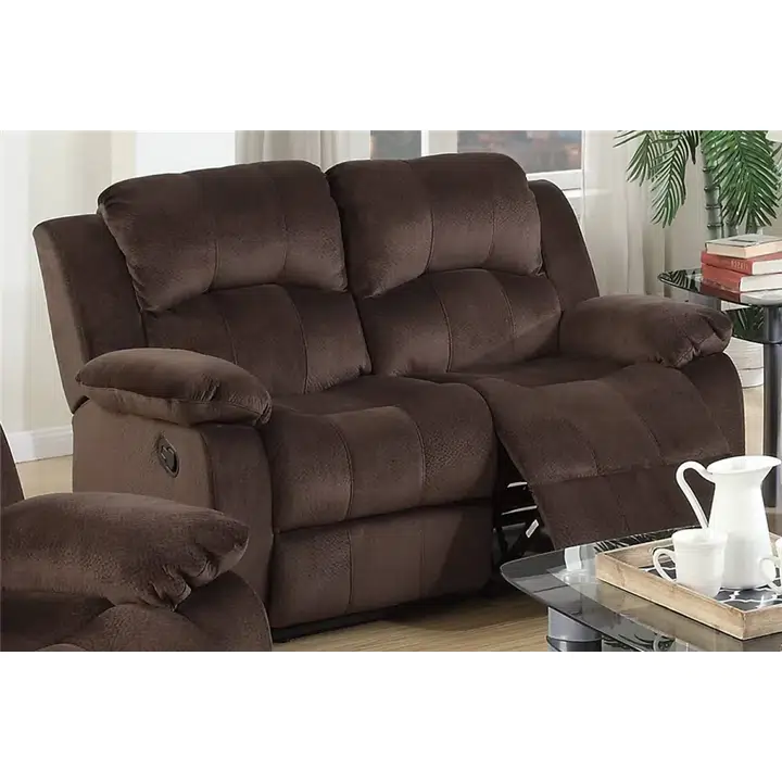 Toledo 2-Piece Modern Motion Sofa Set in Chocolate Padded Suede
