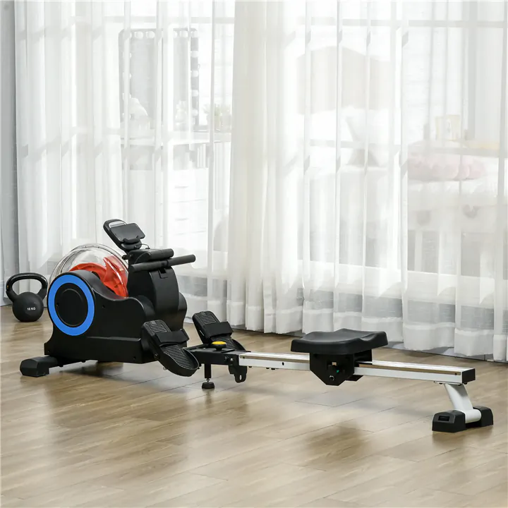 Water Rowing Machine with Adjustable Resistance & LCD Monitor