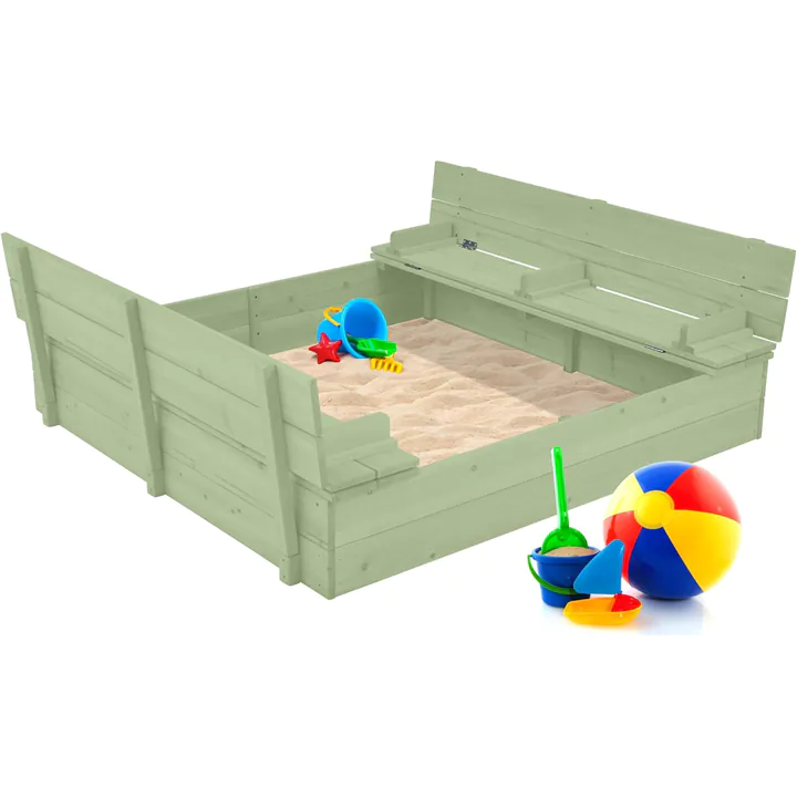 Large Outdoor Wooden Sandbox for Kids with Cover