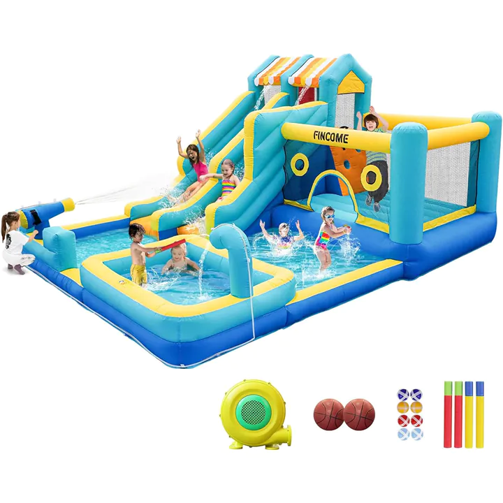 10-in-1 Inflatable Bounce House with Water Slide & Pool