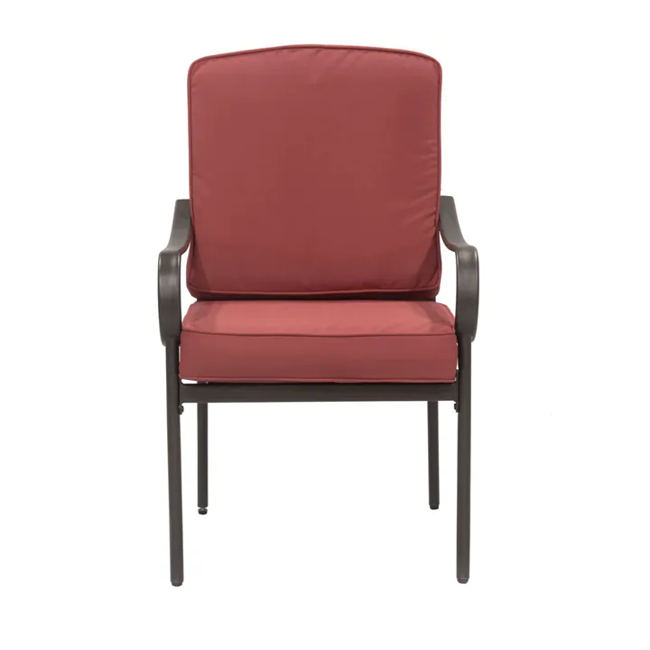 Stackable 5Pcs Patio Dining Set, Square Table, Cushions Included - Red
