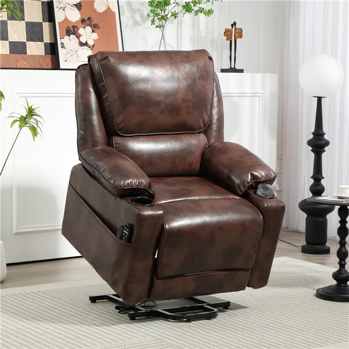 Luxurious Faux Leather Overstuffed Multi-Function Power Lift Recliner