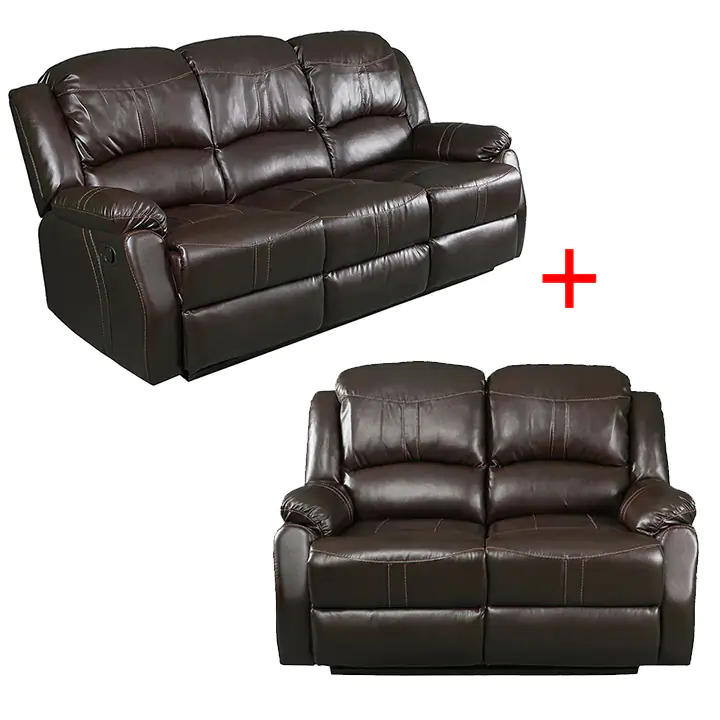 Lorraine Recliner Living Room Set Sofa, Loveseat Mocha Bonded Leather