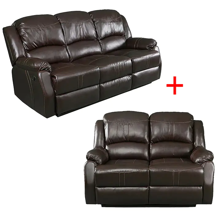 Lorraine Mocha Bonded Leather Recliner 2 Piece Living Room Set - S/L