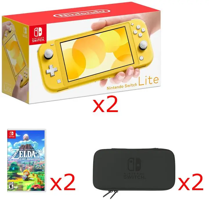2 x Nintendo Switch Lite Gaming Bundle - Yellow