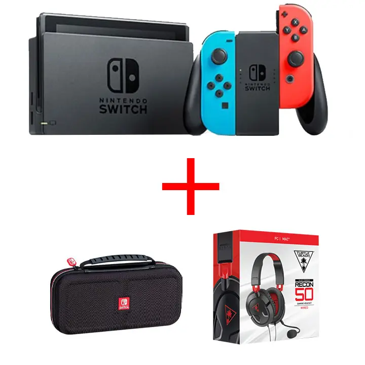 Nintendo Switch with Case & Recon 50 Headset Bundle