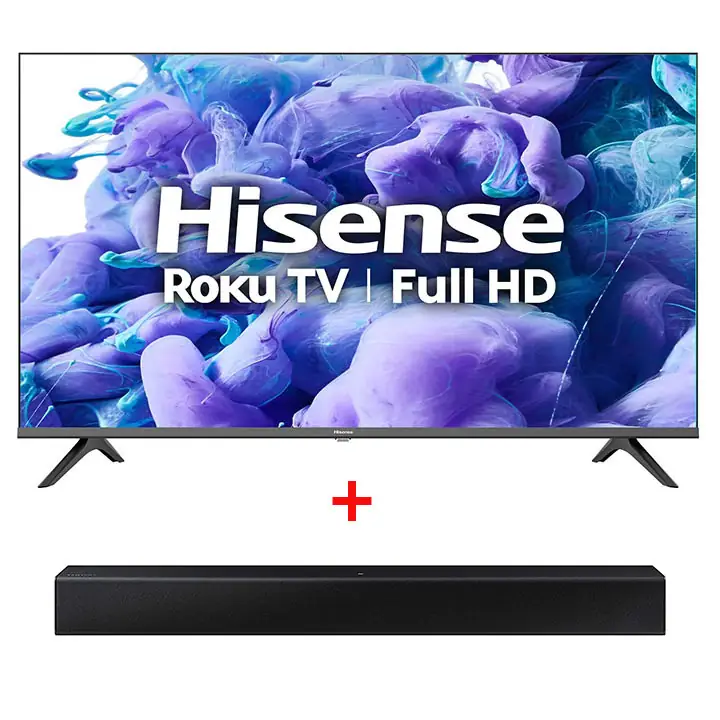 Hisense 43” Full HD Roku Smart TV & Samsung 40W 2ch Soundbar HW-T400