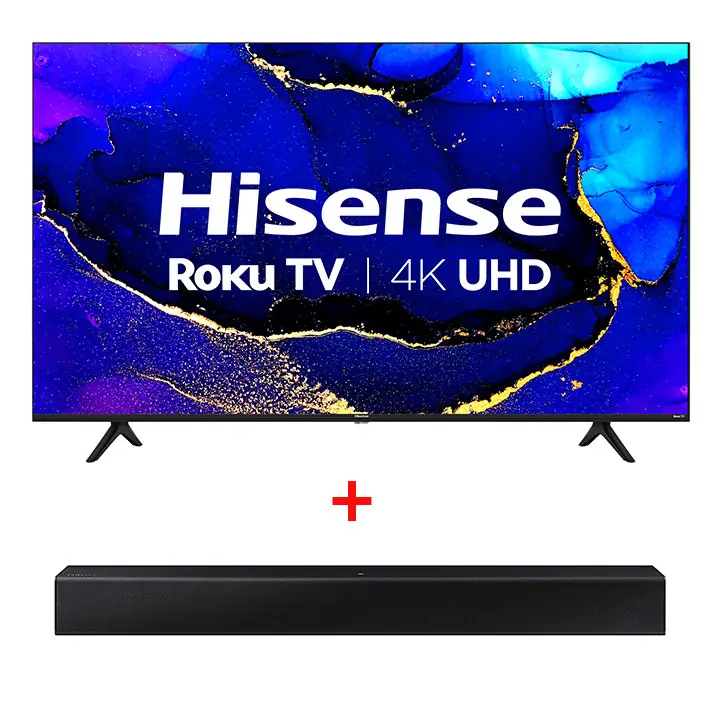 Hisense 50” R6 Series Roku 4K UHD Smart TV & Samsung 40W 2ch Soundbar HW-T400