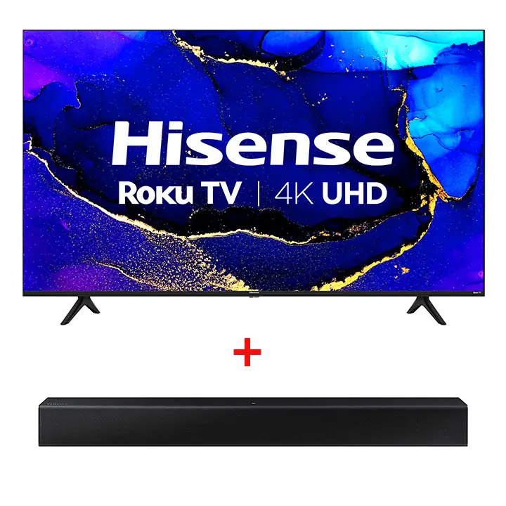 Hisense 50” Roku 4K UHD Smart TV & Samsung 40W 2ch Soundbar HW-T400
