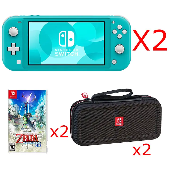 2 x Nintendo Switch Lite Gaming Bundle - Turquoise
