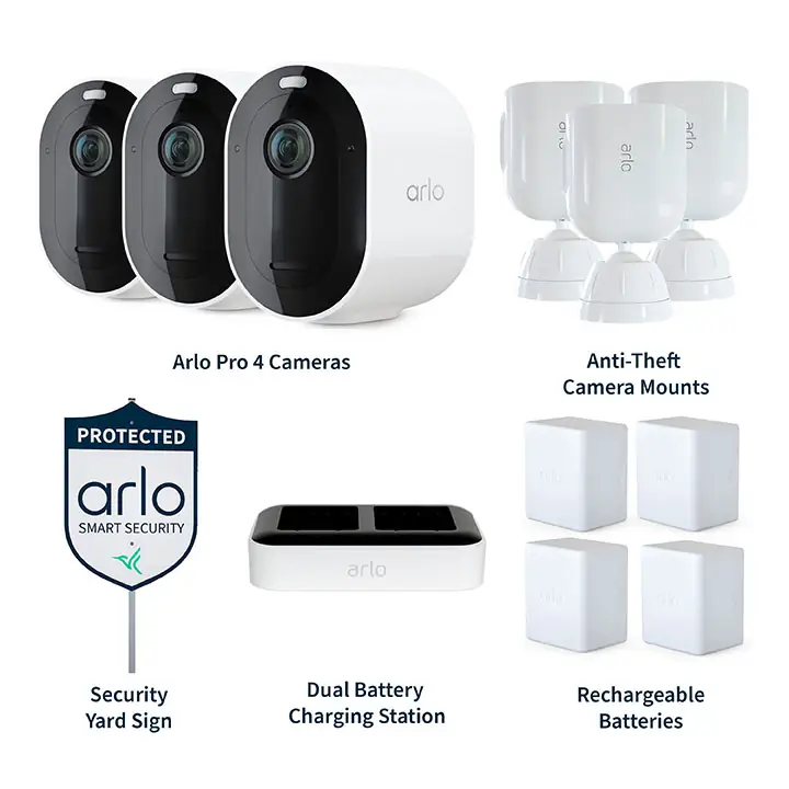 Arlo Pro 4 Spotlight Camera Security Bundle - White